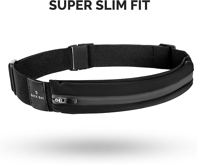 Back Bay Slim Running Belt for Women & Men [Fits ALL Phones], Runners Fanny Pack for Men, Money Belt, Running Gear Gift, Waist Bag Workout Gear, iPhone Runner's Phone Holder Waist Pack