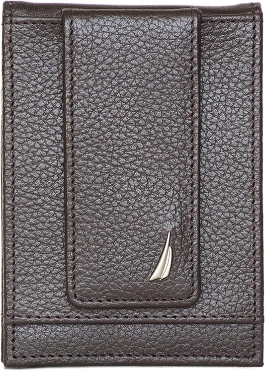 Nautica Men's Slim Wallet | Card Case | RFID Blocking | ID Window | Minimalist | Lightweight | Genuine Leather