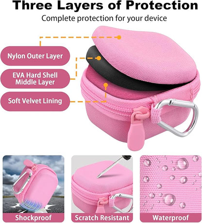 co2CREA Hard Case for Beats Powerbeats Fit with Carabiner Clip, Shockproof Earbuds Storage Box – Protective Travel Cover for Wireless Noise Cancelling Earbuds (Pink Case)