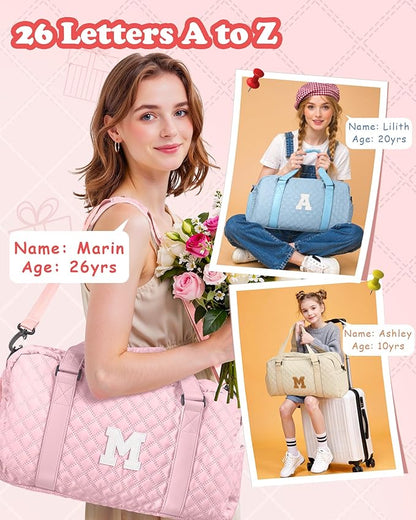 Travel Bags, Gifts for Friends Female Women, Initial Travel Duffel Bag, Gym Bag, Personalized Weekender Bag, Friend Wedding Girlfriend Birthday Gifts for Teen Girls, Graduation Gifts