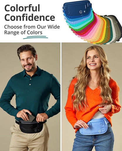 Vantamo Money Belt with RFID For Men & Women, Hidden Passport Holder for Travel, 2 Compartment Travel Fanny Pack for Women Anti Theft