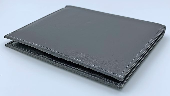 Grey RFID Genuine Leather Passport Wallet
