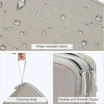 FYY Electronic Organizer, Large Travel Cable Organizer Bag Pouch Electronic Accessories Carry Case Portable Waterproof Double Layers All-in-One Storage Bag for Cable, Cord, Charger, Phone, Khaki