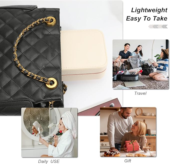 Travel Jewelry Box Jewelry Organizer for Travel Jewellery Organizers Box Jewelry Box for Women on Hallowmas Christmas Valentine's Birthday Beige