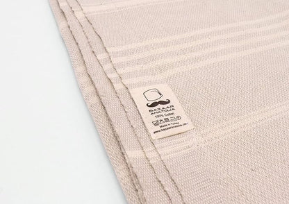 Bazaar Anatolia Slim Line Turkish Towel 100% Cotton Peshtemal Beach Towel 76x38 Thin Lightweight Travel Camping Bath Sauna Gym Pool Blanket Quick Dry Towels (Cream) - Made in Turkiye