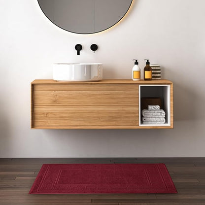 Avalon Towels Red Bath Mat - 100% Cotton Set of 2 Absorbent Bathmat - Bathroom Mats Quick Dry Bath Mats for Bathrooms (22x34 Inches)