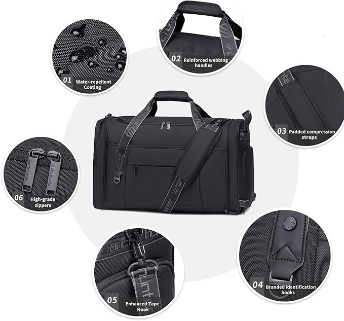 ARCTIC HUNTER AH Gym Bags for Men Women, 42L Large Travel Duffle Bag, Carry On Bag for Airplanes with Shoe Compartment for Sports, Weekend Trips, Overnight and Camping - Black