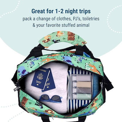 Wildkin Kids Overnighter Duffel Bag – Carry-On Size, Ideal for School & Sleepovers – Wild Animals