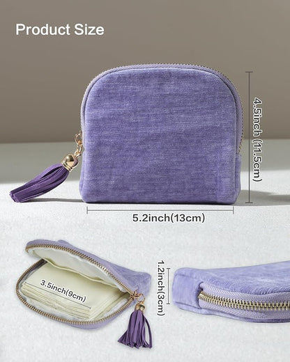 Small Travel Jewelry Case, Mini Travel Jewelry Bag with Zipper, 5-Layer Velvet Organizer Pouch for Bracelet Rings Earrings - Chenille Velvet Pink