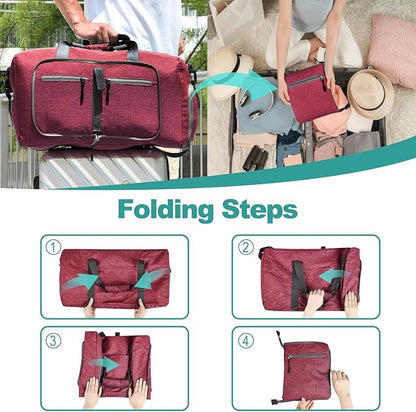 Dimayar 85L Travel Duffle Bag for Men Women - Foldable Duffel Bag with Shoes Compartment - Overnight Bags Waterproof & Tear Resistant(Red)