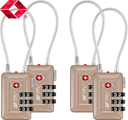 TSA Accepted Luggage Travel Lock, Set-Your-Own Combination Lock for School Gym Locker, Luggage Suitcase Baggage Locks, Filing Cabinets, Toolbox, Case (Titanium, 4 Pack)