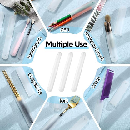 60 Pieces Plastic Toothbrush Holders Portable Travel Toothbrush Case Cover Protector Case Holders for Indoor Outdoor Travel Trip Home Camping School (Clear)