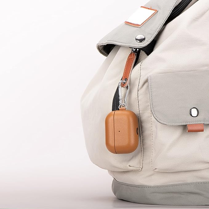 Lopie Handcrafted AirPods Pro Leather Case with Keychain, Portable Full-Grain Leather AirPods Pro Case Cover, Protective Case/Cover with Loss Prevention Clip for Air Pods Pro - Brown