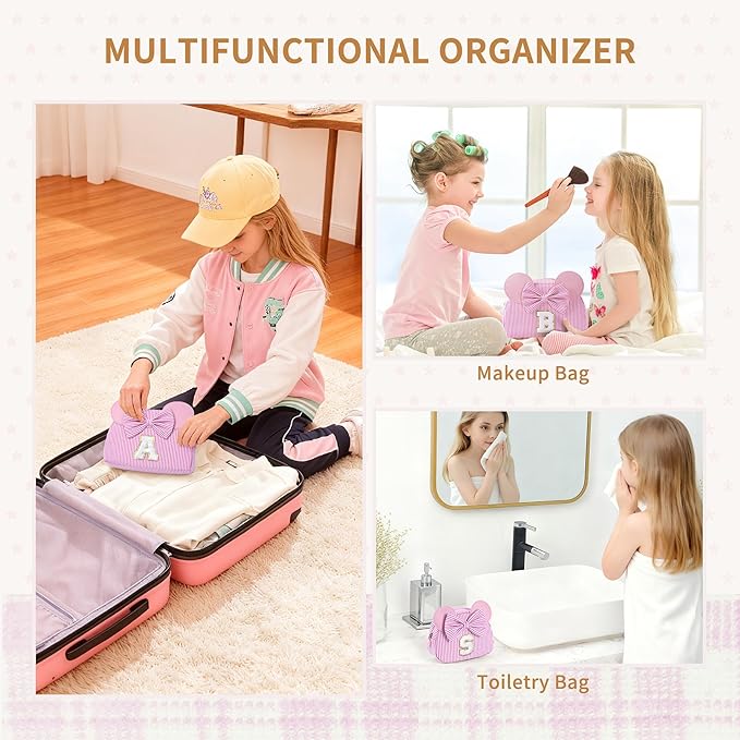 Initial Travel Makeup Bag for Girls | Cosmetic Bags | Kids Teen Girl Gifts | Birthday Gifts for Girls | Travel Makeup Bag | 6 7 8 9 10 11 12 13 Years Old Girl Gift - Blue M