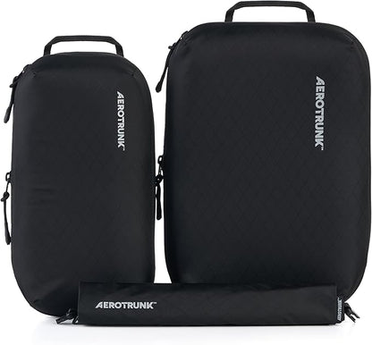 Aerotrunk Ultralight Compression Packing Cubes - Lightweight Travel Organizers for Suitcases and Luggage (3-Pack, Black)