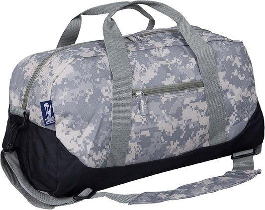 Wildkin Kids Overnighter Duffel Bag – Carry-On Size, Ideal for School & Sleepovers – Digital Camo