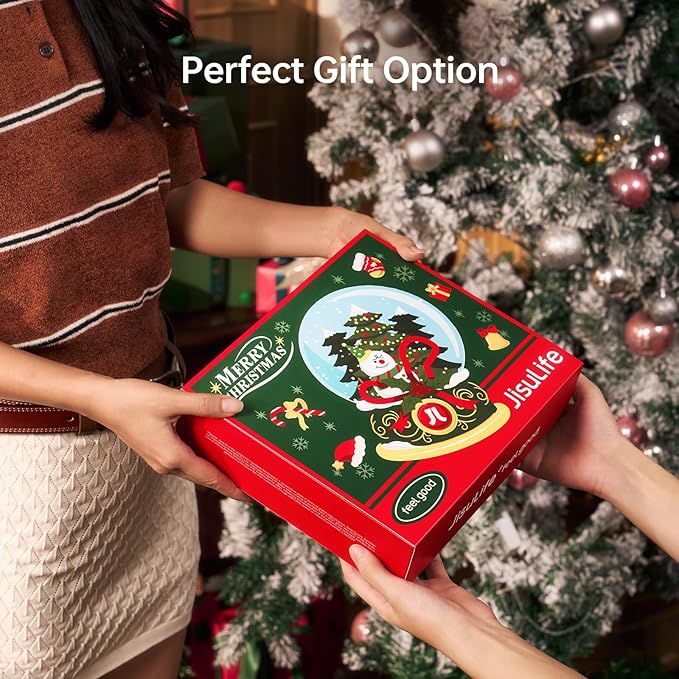 JISULIFE Portable Fan Christmas Gifts, 4000mAh Mini Handheld Fan with Neck Strap, Stickers, Christmas Stockings, Ideal for Travel, Camping. Gifts for Women, Men, Kids (Beige)