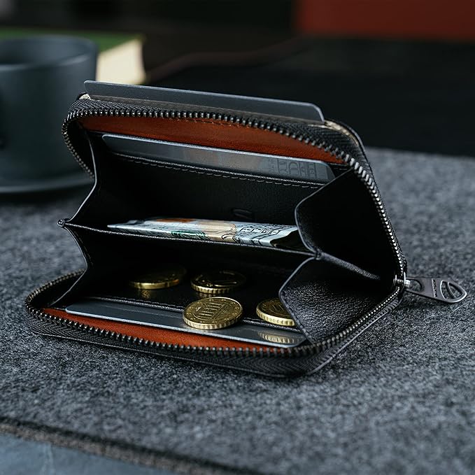 Vaultskin Mayfair Premier Leather Zip Wallet - Ultimate RFID Safety, Streamlined for Style & Functionality for Men and Women