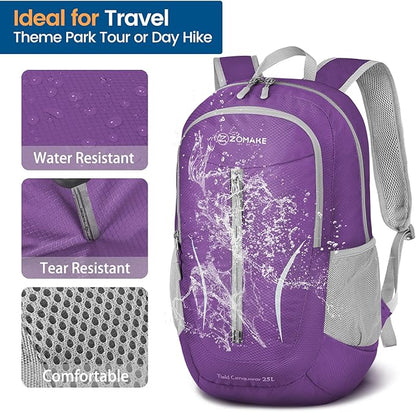 ZOMAKE Ultra Lightweight Packable Backpack 25L, Foldable Hiking Backpacks Water Resistant Small Folding Daypack for Travel(Purple)
