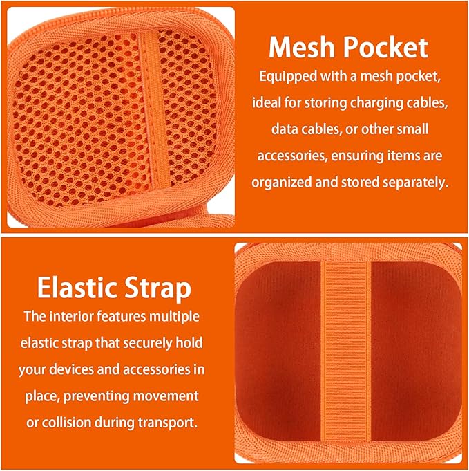 co2CREA Hard Case for Beats Powerbeats Pro 2 with Carabiner Clip, Shockproof Earbuds Storage Box – Protective Travel Cover for Powerbeats Pro 2 Wireless Bluetooth Earbuds (Electric Orange Case)