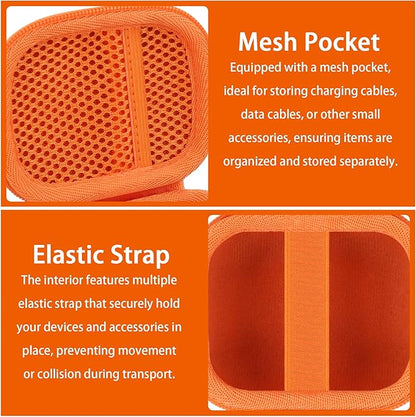 co2CREA Hard Case for Beats Powerbeats Pro 2 with Carabiner Clip, Shockproof Earbuds Storage Box – Protective Travel Cover for Powerbeats Pro 2 Wireless Bluetooth Earbuds (Electric Orange Case)