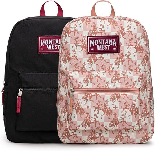 Montana West Backpack for Women Men 2 PCS Lightweight College Bookbags Casual Daypack Backpacks for Commute & Travel