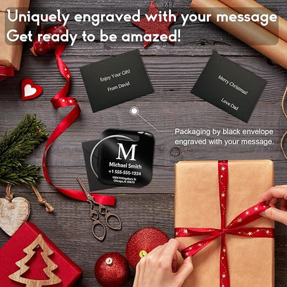 Stainless Luggage Tags for Suitcases 4 Pack: Metal Personalized Luggage Tags for Backpacks & Bags with Customizable Texts (Black)