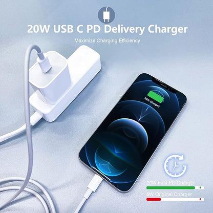 iPhone 13 14 Charger Cable,[Apple MFi Certified]2Pack iPhone Fast Charger 20W Type C Wall Charger Travel Plug Adapter USB C to Lightning Cable for iPhone 14/13 Pro Max/13 Mini/12/12 Pro Max/11 Pro Max