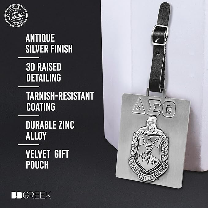 Delta Sigma Theta Sorority Paraphernalia - Official Vendor - Travel Luggage Tags - Set of 2 - Greek Letters and Shield