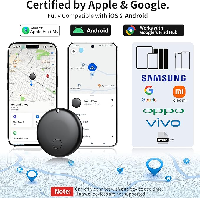 2025 Air Tracker Tags-4 Pack Item Locator for Android & iOS Bluetooth Tracker，Key Finders, Smart Tags Work with Apple Find My & Google's Find Hub for Luggage, Backpack, Suitcases,etc.