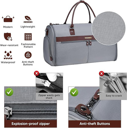 Carry On Garment Bags for Travel, Convertible Garment Duffle Bag for Men Women, 2 in 1 Suit Bag Travel Duffel Bag with Shoes Compartment & Detachable Shoulder Strap