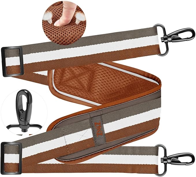 ZINZ Ultra-Thick Fixed Pad Shoulder Strap 76-inch Universal Bag Strap with Breathable Cushion and Dual Balanced Adjustable Buckles for Laptop Bag Luggage Messenger Bag Crossbody etc -Stripe-YWG