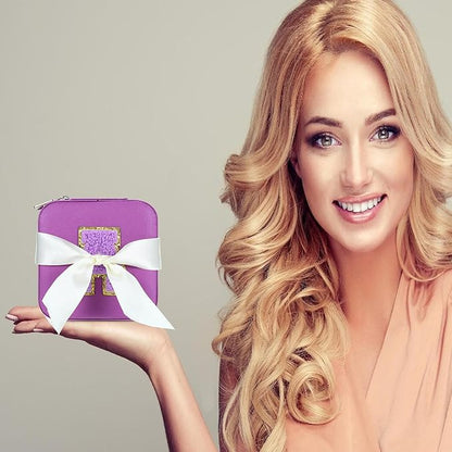 Parima Travel Jewelry Box for Girls Women, Jewelry Organizer Box | Personalized Jewelry Boxes for Women Girls | Necklace Earrings Ring Box | Travel Jewelry Organizer Box - Letter J, Purple