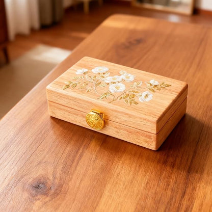 Travel Jewelry Case Small Wood Jewelry Organizer Jewelry Box for Women (Pine Wood Print)