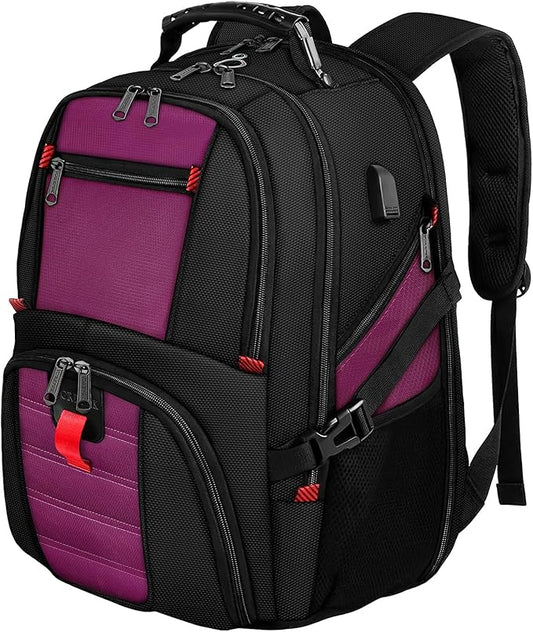 YOREPEK Travel Backpack, Extra Large 50L Laptop Backpacks for Men Women, Water Resistant College Backpack Airline Approved Business Work Bag with USB Charging Port Fits 17 Inch Computer, Purple