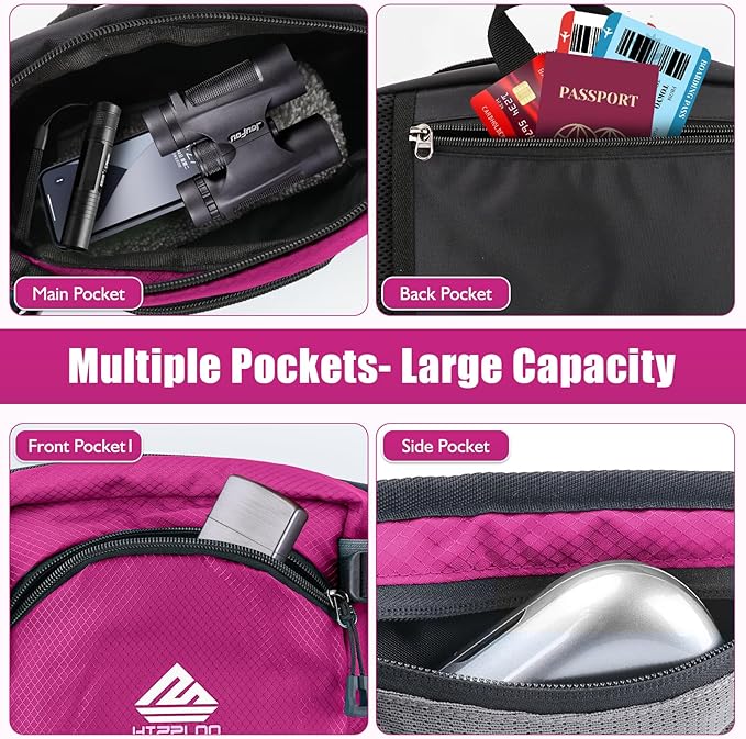 Fanny Pack Waist Bag with Water Bottle Holder for Men Women Running Hiking Travel Dog Walking Workout Cycling Outdoor (Pink)