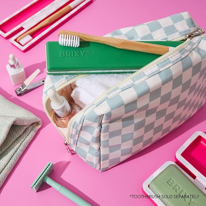 BRIXY Toothbrush Container, Silicone Travel Case, Portable Holder for Manual Toothbrushes, Bathroom, Camping, Vacation, Business Trip, Durable Silicone, Seals Magnetically, 2Pack