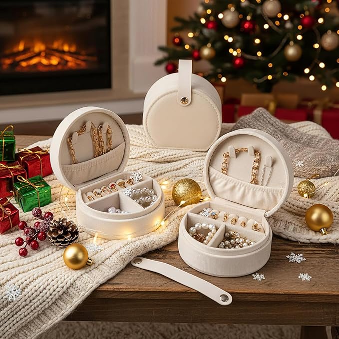 Weysat 8 Pack Velvet Travel Jewelry Case Bulk Mini Bridesmaid Jewelry Box Small Earring Storage Organizer for Women Proposal Gifts(White, Velvet)