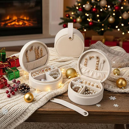 Weysat 8 Pack Velvet Travel Jewelry Case Bulk Mini Bridesmaid Jewelry Box Small Earring Storage Organizer for Women Proposal Gifts(White, Velvet)