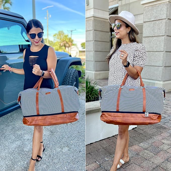 IBFUN Weekender Bags for Women, 21" Weekender Travel Bag, Travel Duffle Bag with Shoe Compartment Carry on Overnight Duffel Bag for Weekend Travel Business Trip