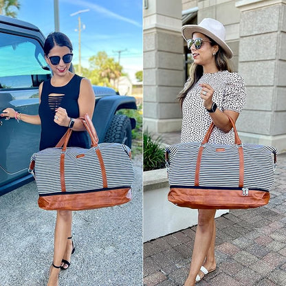 IBFUN Weekender Bags for Women, 21" Weekender Travel Bag, Travel Duffle Bag with Shoe Compartment Carry on Overnight Duffel Bag for Weekend Travel Business Trip