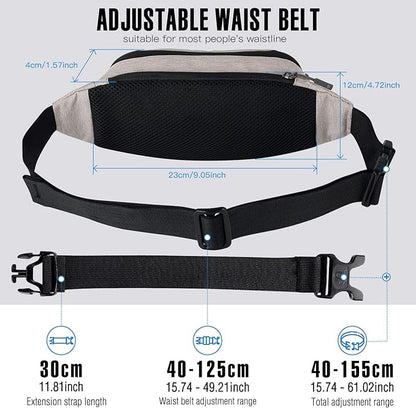 WATERFLY Fanny Pack Waist Bag: Small Hip Pouch Bum Bag Fannie Pack Phanny Fannypack Waistpack Bumbag Beltbag Sport Slim Fashionable for Jogging Hiking Hiker Woman Man