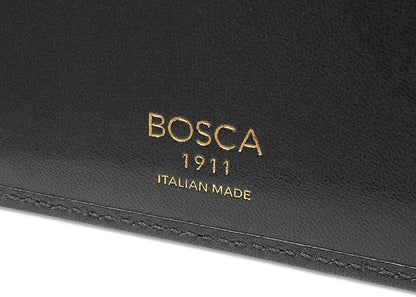 Bosca Men's Old Italian Leather Wallet RFID Blocking Modern Bifold Executive Design 8 Card Slots, Made in Italy - Black