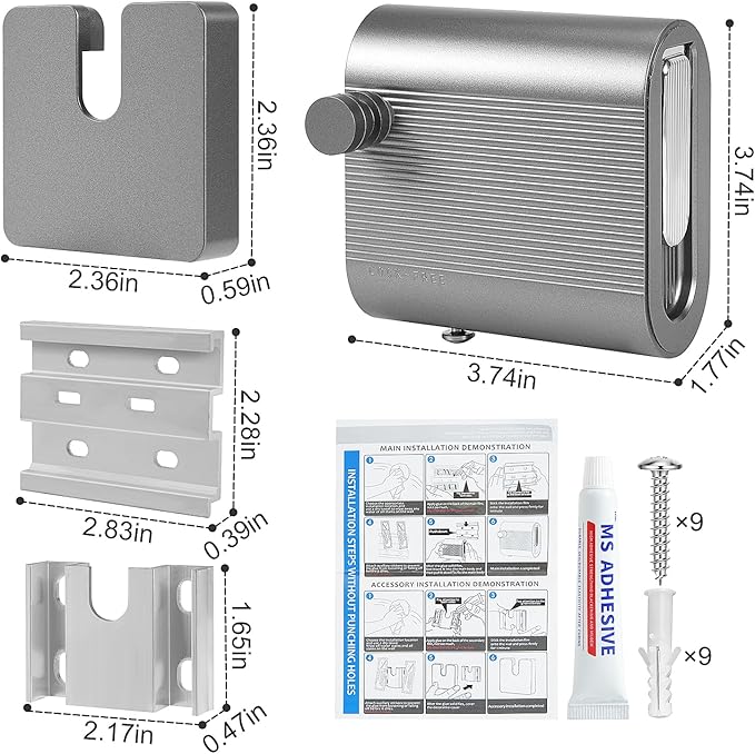 Retractable Clothesline, Anti-Sagging Portable Heavy Duty Washing Line for Indoor and Outdoor (Grey)