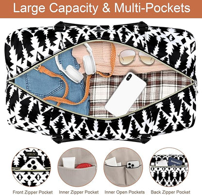 Weekender Bag for Women, Travel Duffel Bag Carry On Overnight Bag with Shoe Compartment Large Nylon Travel Weekend Tote Bag