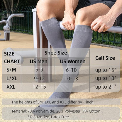 3 Pairs Compression Socks 15-20 mmHg for Women Men - Moderate Support for Circulation, Sports, Travel, Comfort Cuff