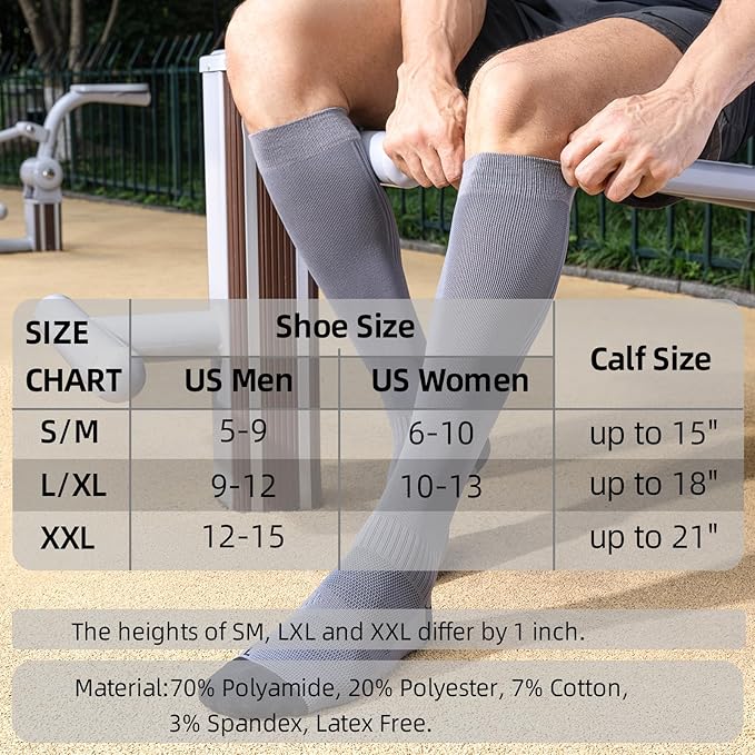 3 Pairs Compression Socks 15-20 mmHg for Women Men - Moderate Support for Circulation, Sports, Travel, Comfort Cuff