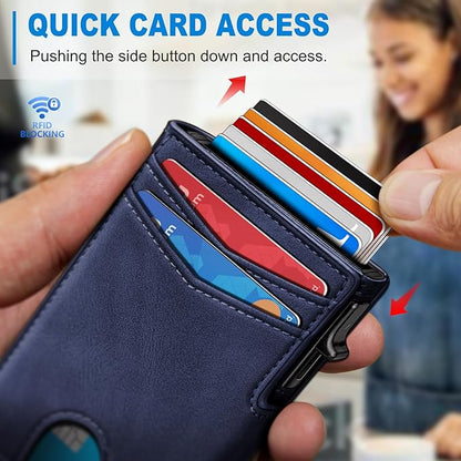 Wallet for Men with Money Clip Coins Pocket ID Window Gift Boxed,Slim Smart Front Pocket RFID Blocking Wallet Pop-up Card Holder in Magnetic Leather Flip 3.9"x 2.7"
