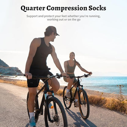 Compression Running Ankle Socks for Men and Women (6 Pairs), Quarter Athletic Socks for Running, Cycling, Golf, Work
