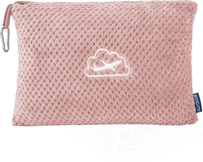 BEDELITE Travel Blanket with Bag, Ultra-Soft Jacquard Fleece Blanket with Luggage Sleeve & Backpack Clip, Airplane Blanket Travel Essentials, Pink